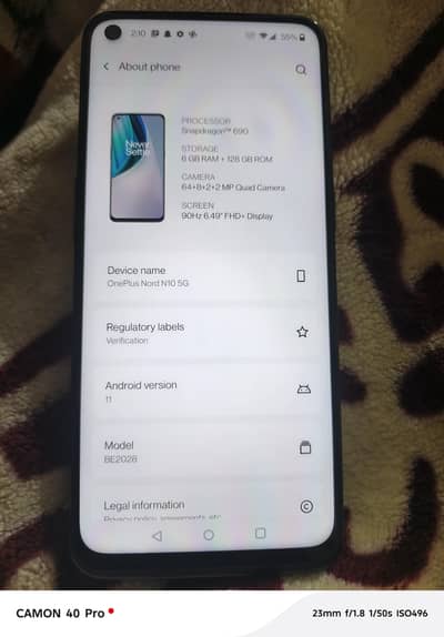 one plus N10 5g 6/128