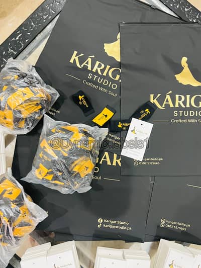 Hanging tags plastic zip locker bags Woven labels Garments Tag Package