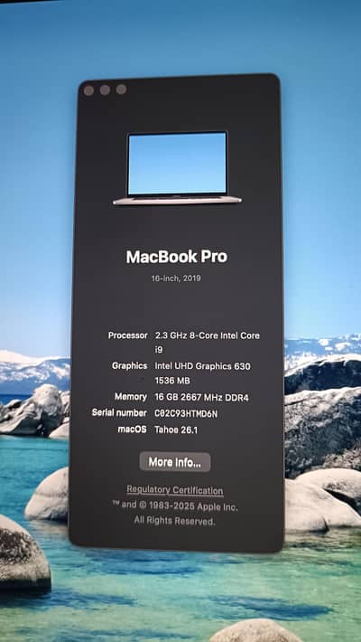 MacBook Pro 2019 Core i9 - 16 inches -16gb/1Tb