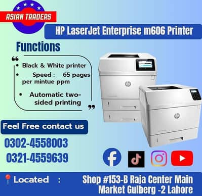 HP laserjet m604 / 605/ 606 / 607 / 608 / 609 wifi Printers