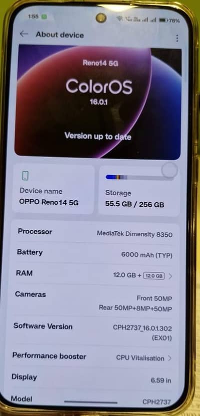 oppo Reno 14 5g 256 gb
