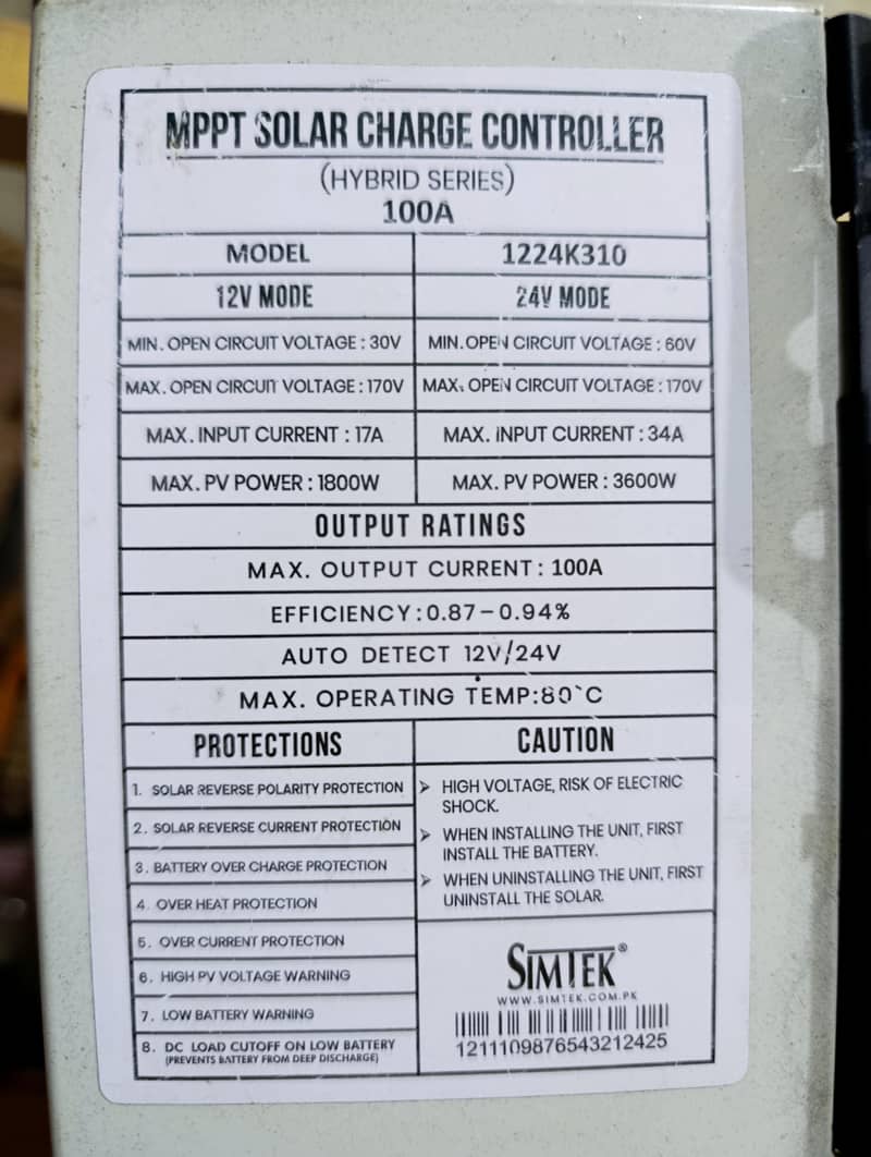 Simtek MPPT Controller 100A 1