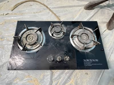 3 Burner Glass Top Gas Stove – Good Condition