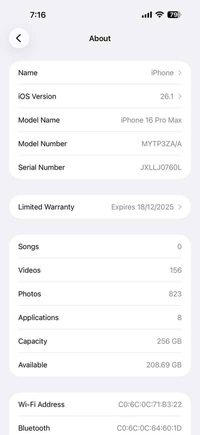 iPhone 16 Pro Max HK 256 - Battery 100