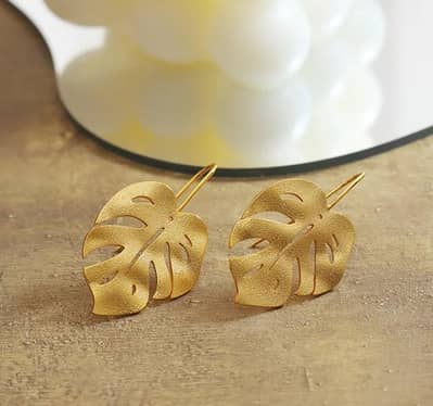 Stylish Gold Plated Leaf Earrings for Ladies – New Design