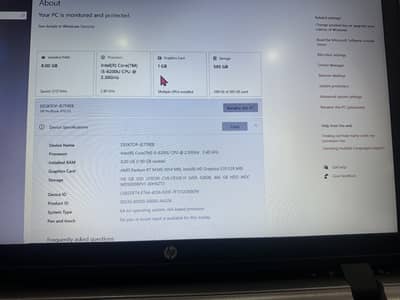 Hp pro book 8gb ssd 128 grpic 1 gb