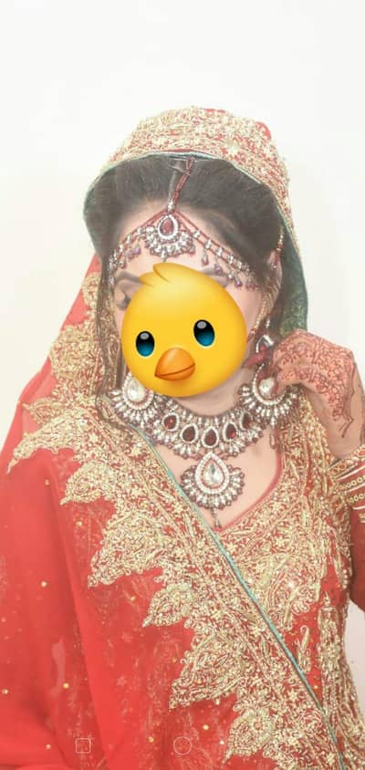 bridal lahenga with jewelry