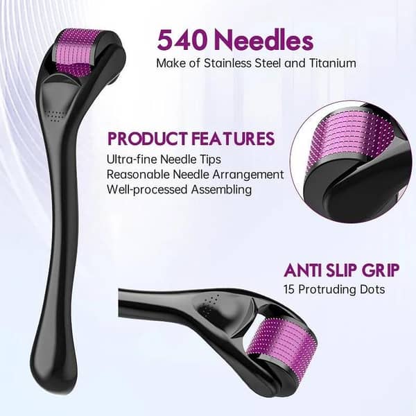 Derma Roller 0.5mm Microneedling Kit – Skin & Hair Rejuvenation Tool with Titanium Microneedles – Professional Cosmetic Derma Roller for Glowing Skin, Hair Regrowth, and Scar Reduction – Home Facial Therapy Kit