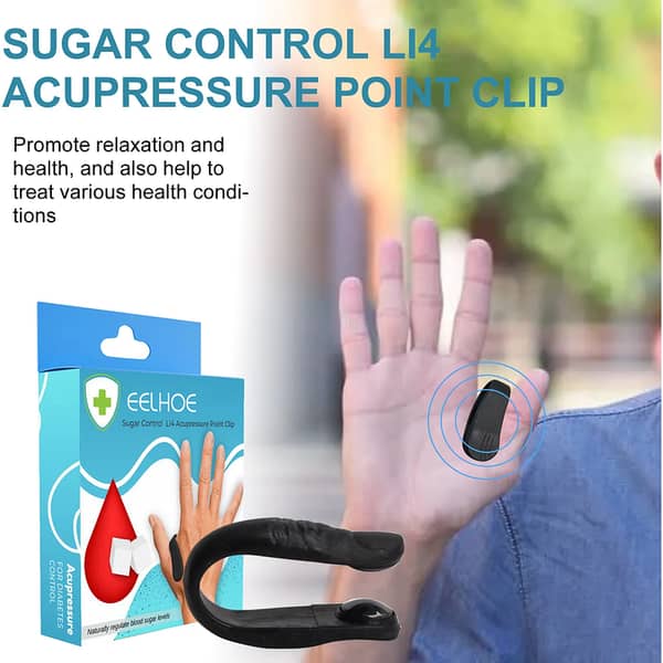 LI4 Sugar Control Acupressure Point Clip – Natural Hand Therapy for Diabetes Management, Blood Sugar Regulation, and Energy Balance – Non-Invasive Reflexology Tool for Daily Wellness
