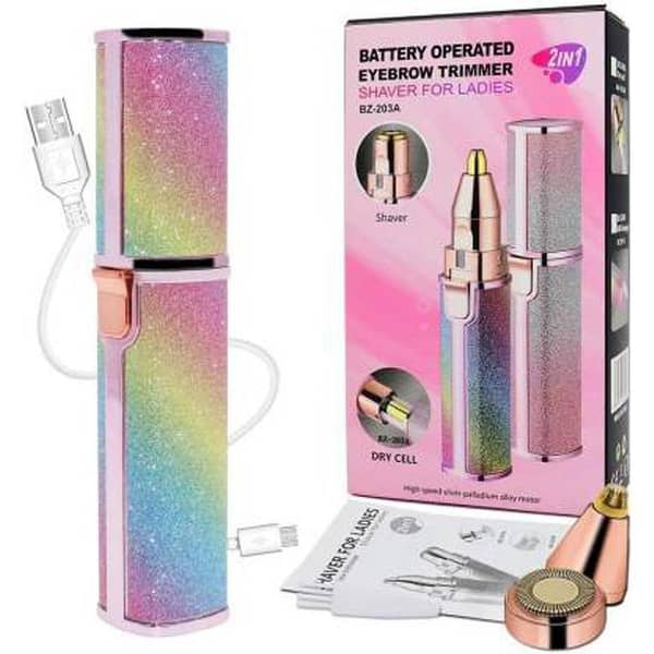 2-in-1 Rechargeable Hair Removal Device and Eyebrow Trimmer - Electric Facial Razor for Women, Painless Precision Shaver for Sensitive Skin