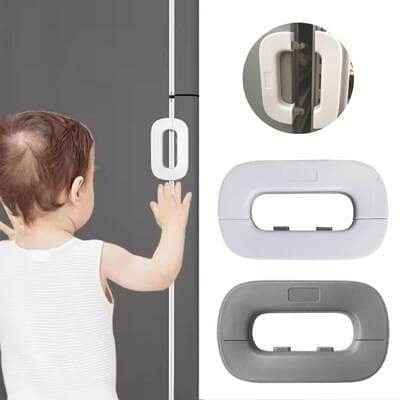 Baby Safety Fridge Lock by Premium - Adhesive, No-Drill, Self-Locking Refrigerator Door Lock | Double-Press Unlock | Childproof & Pet Safe | Easy Installation