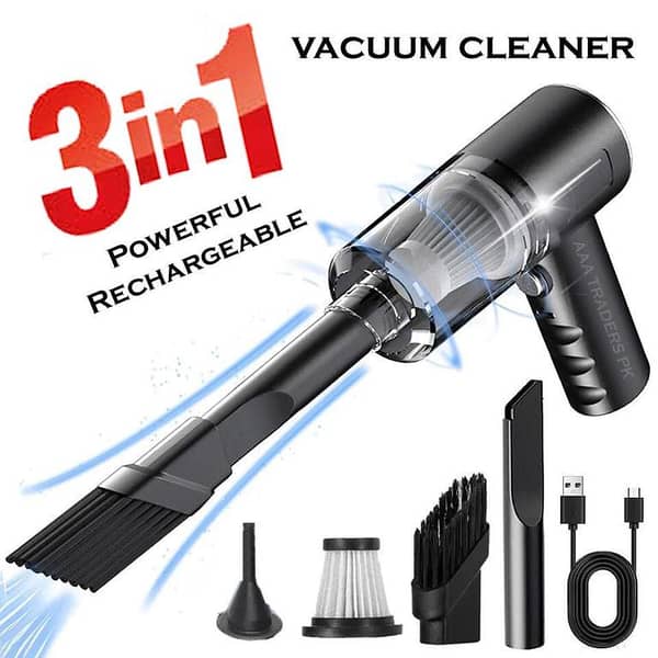 Cordless 3-in-1 Mini Car Vacuum Cleaner & Air Blower – USB Rechargeable Handheld Tool for Car, Home, Electronics, and More