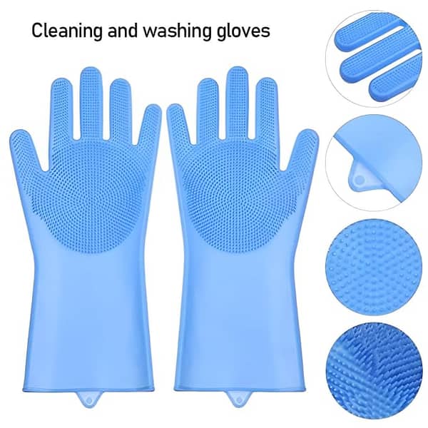 Reusable Magic Dish washing Gloves with scrubber, Silicone Cleaning, Scrub Gloves for Wash Dish, Car Washing, Kitchen, Bathroom Multipurpose Usage