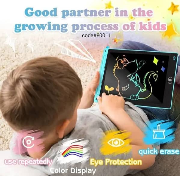 Kids Paperless Electric Cell Operate Writing Tablet with Box Multi color 8.5inch