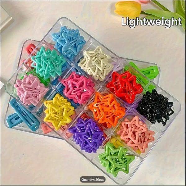 4-Piece Set of Colorful Star BB Hair Clips for Girls - Fun Hairpins and Barrettes for Kids