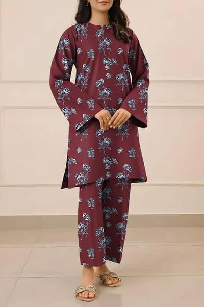 2pc women's unstitched  printed suit