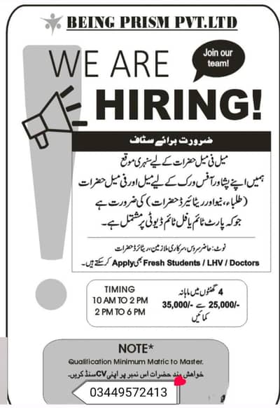 office work male and female required