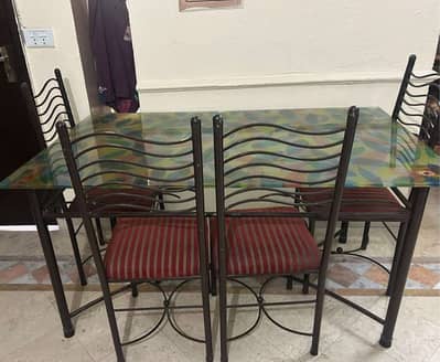 Dining table with six chairs