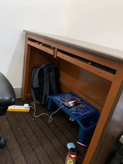 both chair and wooden table