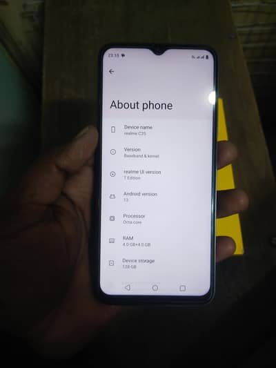 Realme C35 4gb128Gb mobile and box