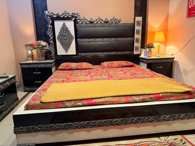 complete bed set with dresser and chairs for sale