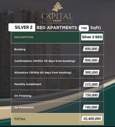 2 Bedroom With Attached Bath Luxury Apartment Available For Sale On 4.5 Years Easy Instalment Plan In Top City