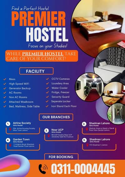 Premier Hostel Near UCP, UOL, LCWU, SKANS, RISE Safe