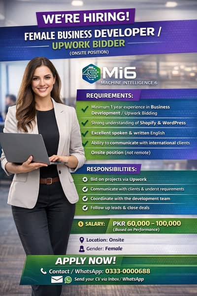 Female onsite Business Developer / Upwork Bidder