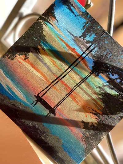 Acrylic Painting of a swing hanging