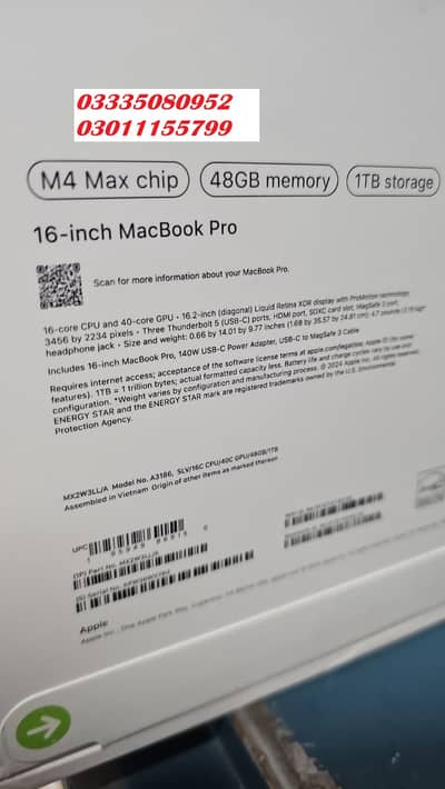 Macbook Pro 16" M4 Max / SILVER / MX2W3 /48GB-01TB - 40-C GPU Box Pack