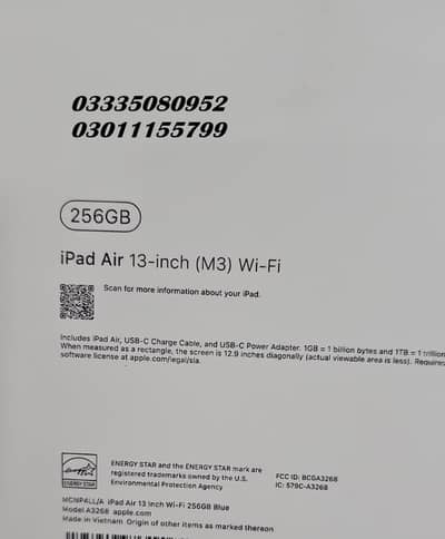 APPLE iPad Air 7th Gen / 13inch/  M3 Chip / BLUE/ Wifi - 256GB