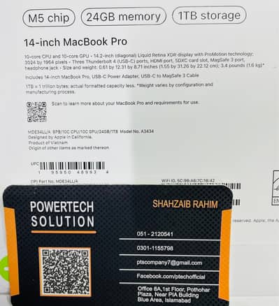 APPLE MACBOOK PRO 14" M5 24GB / 01TB SPACE BLACK STANDARD GLASS MDE34L