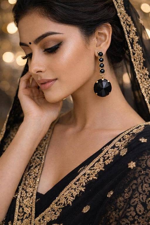 Elegant Black Crystal Drop Earrings