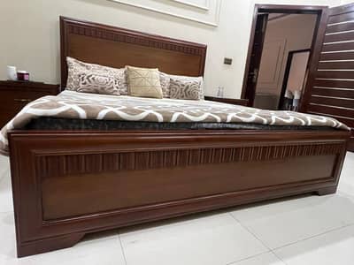 pure wooden bed with dressing table and sides tables