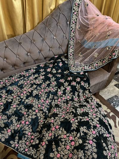 Velvet bridal leehnga