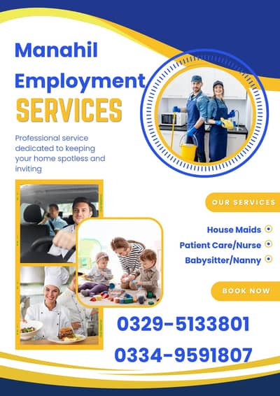 Maids / House Maids / cook / House chef / Baby Sitter maid available