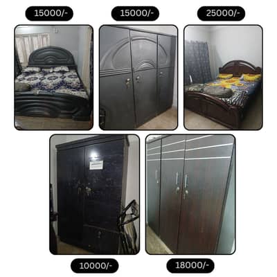 Bedroom Set - Wooden Bed Set - Wardrobe - Furniture Set - Bed Set