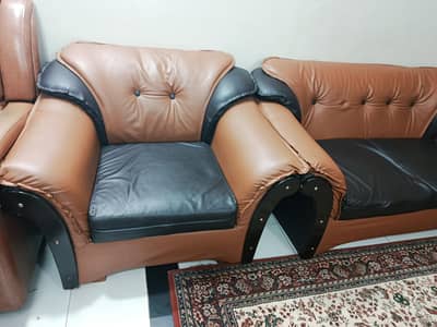 Solid Wood Japanese Leather Sofa Set