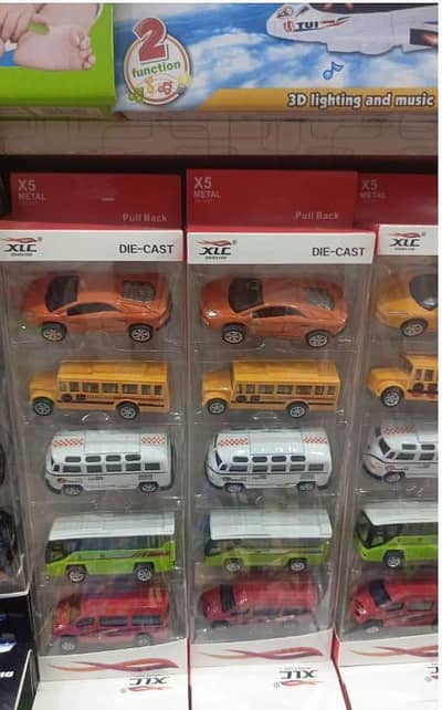 5pcs metal car and bus set