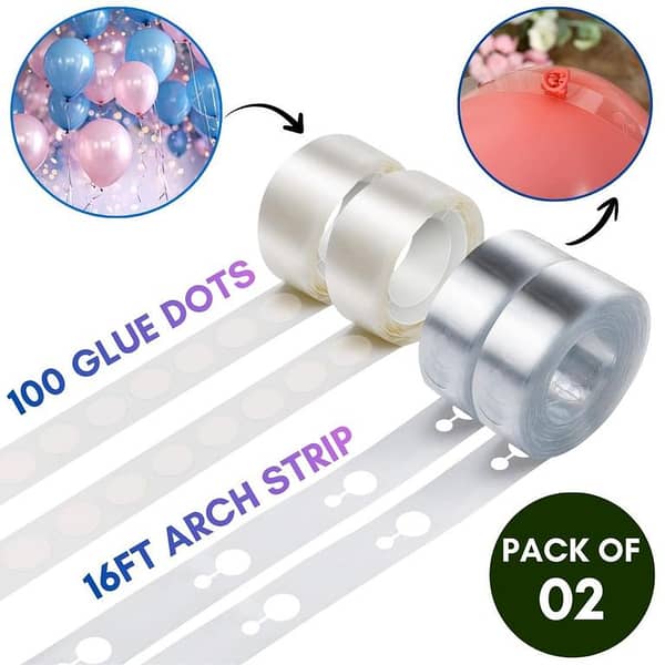 Everest Balloon Arch Kit with 5M Garland Strip Tape and 100 Removable Glue Dots for Birthday Parties