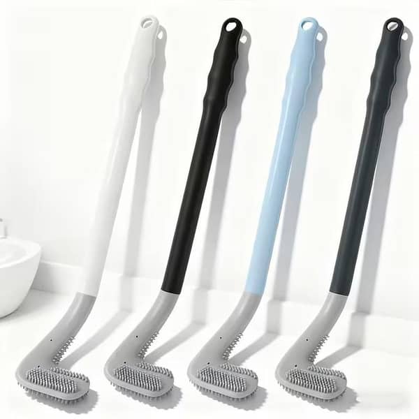 360° Rotating Soft Silicone Toilet Brush with a Long Handle - Flexible Bathroom Cleaning Tool, Wall-Mounted Design for Easy Storage
