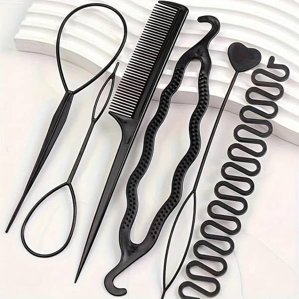 6-Piece Hair Styling Tool Set, Braiding and Combing Accessories for Women