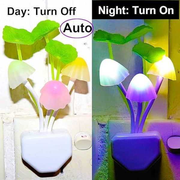 LED Mushroom Night Light with Dusk to Dawn Sensor and Color Changing Function