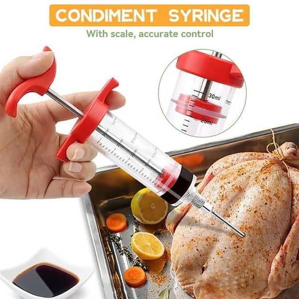 Meat Syringes -Marinade Needles Metal Marinade Syringes -Meat Syringes for Braised Sauce Barbecue Seasoning Injection- Kitchen Dining Tools for Barbecue
