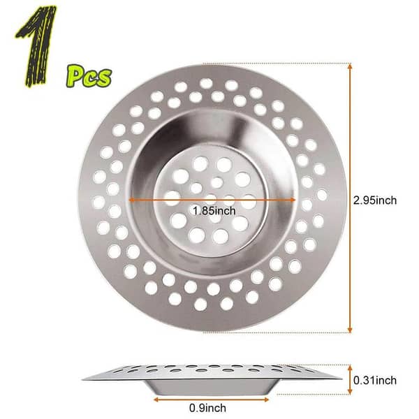 Stainless Steel Floor Drain Cover and Hair Catcher for Kitchen and Bathroom - Portable Mesh Strainer