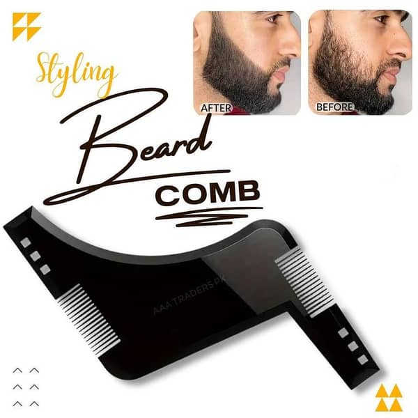 Beard Black Double-Sided Beard Shaping Tool and Comb for Line Ups and Grooming