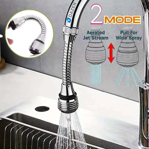 Universal Turbo Flex 360-Degree Swivel Tap Water Filter Nozzle for Kitchen and Bathroom