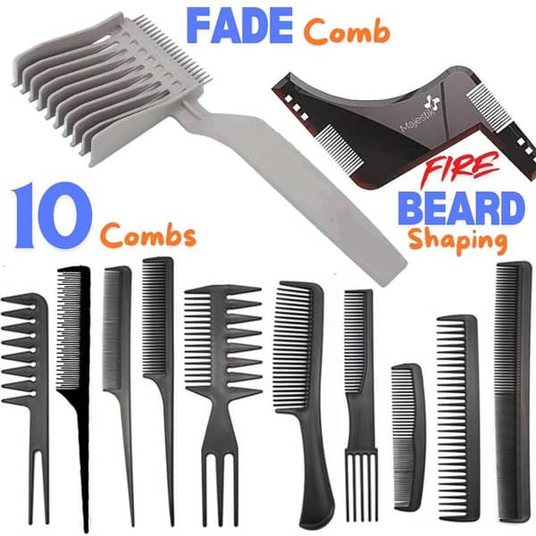 Men's Wide Tooth Retro Oil Hair Comb & Fork Comb for Back Hair Styles and Beard Grooming Tools