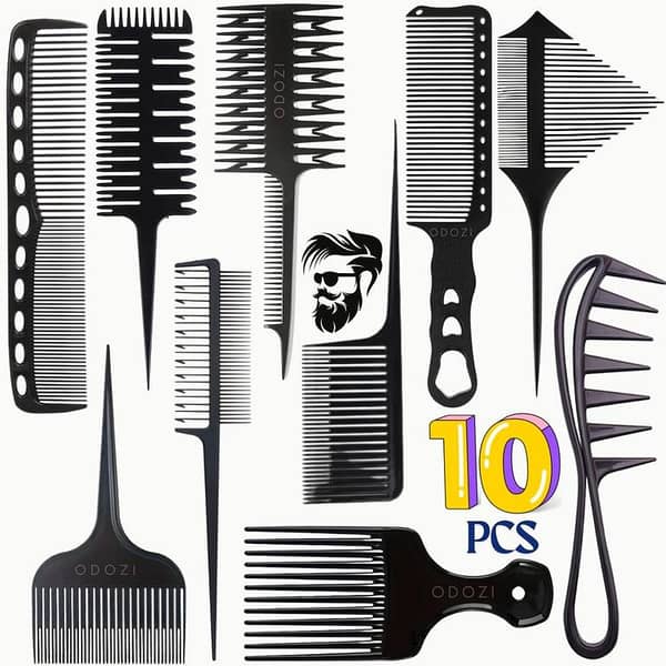 10-Piece Professional Salon Hair Comb Set in Vibrant Colors for Easy Hair Styling - Ideal for Men and Women