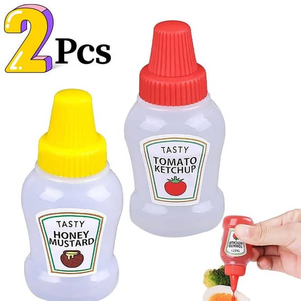 4/12Pcs Mini Portable Sauce Bottles Ketchup Bottle for Lunch Boxes - Travel-Friendly Plastic Condiment Dispensers with Ketchup, Mayonnaise, Mustard, and Jam Labels - Ideal for Picnics